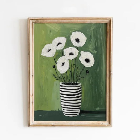 Scandinavian Abstract Anemone Canvas Wall Art Print | Minimalist Canvas Wall Art Print Peaceful Pleasures Health and Wellness
