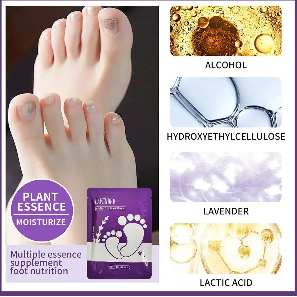 Lavender Exfoliating Foot Mask – Peeling Dead Skin, Moisturizing & Whitening Pedicure Socks (1/3/5 Pack) Peaceful Pleasures Health and Wellness