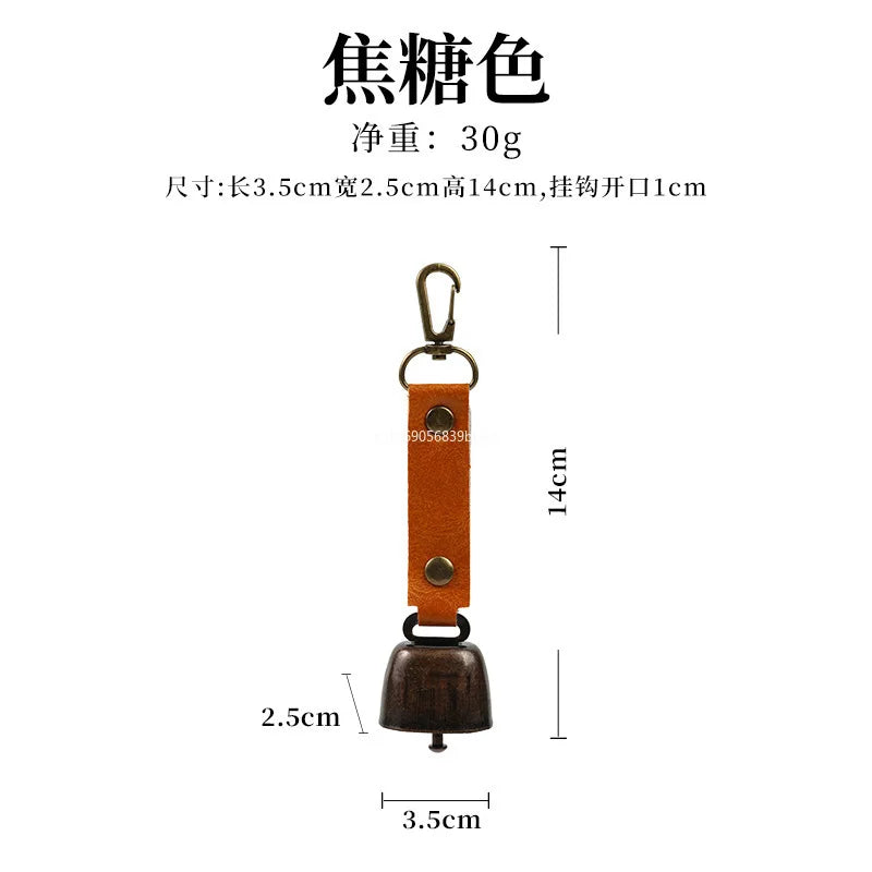 Outdoor Repellent Bear Bell Camping Retro PU Wind Chime Keychain Accessories Hiking Reminder Pet Pendant Bell for Fishing Decor Peaceful Pleasures Health and Wellness