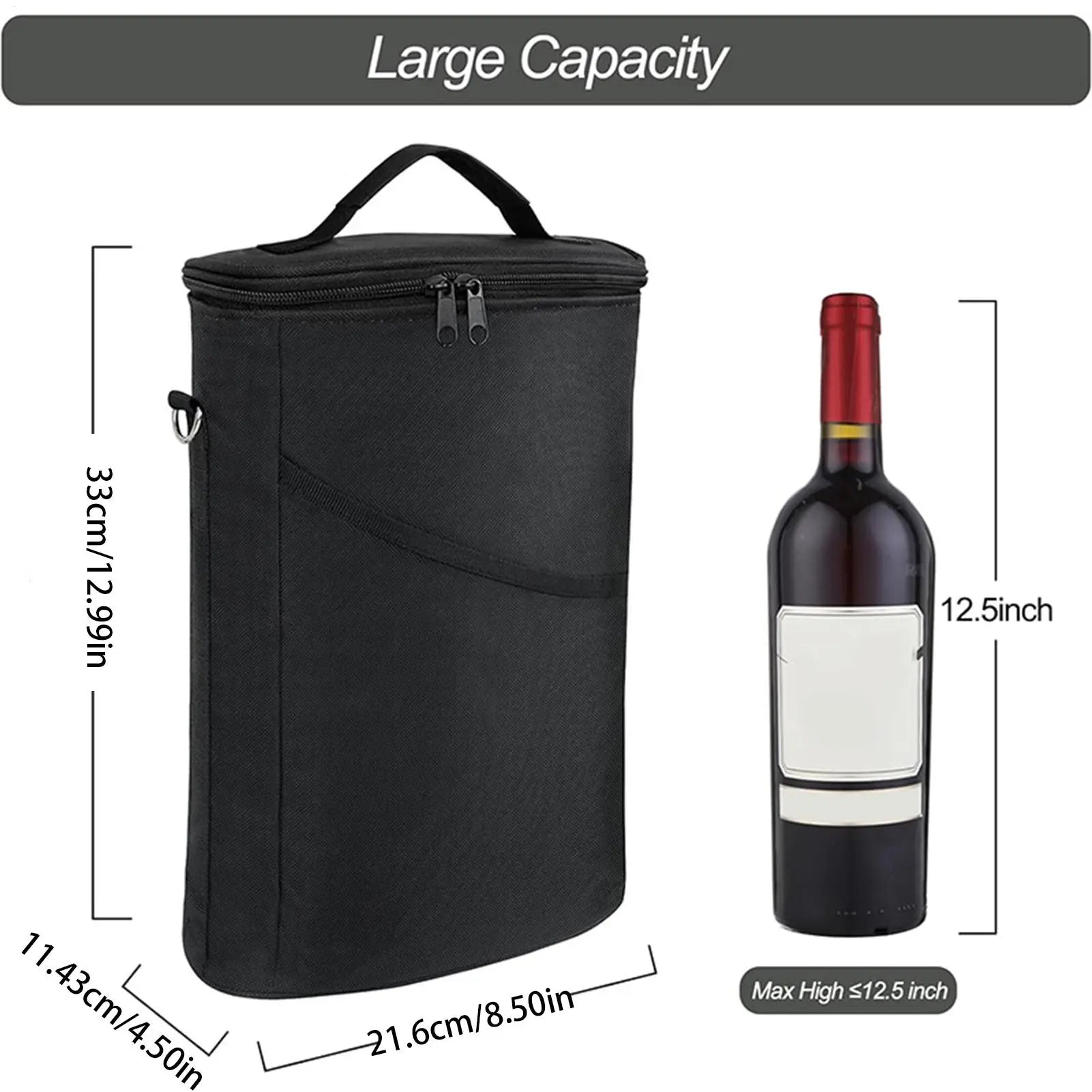 2-Bottle Insulated Wine Cooler Bag with Shoulder Strap Insulated Wine Bag Peaceful Pleasures Health and Wellness