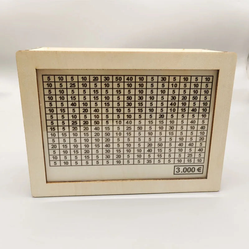 1000/2000/3000/5000/10000 Euro Money Box Piggy Bank Wood Money Bank Reusable Money Box with Saving Goal and Numbers Boxes Peaceful Pleasures Health and Wellness 3000 white