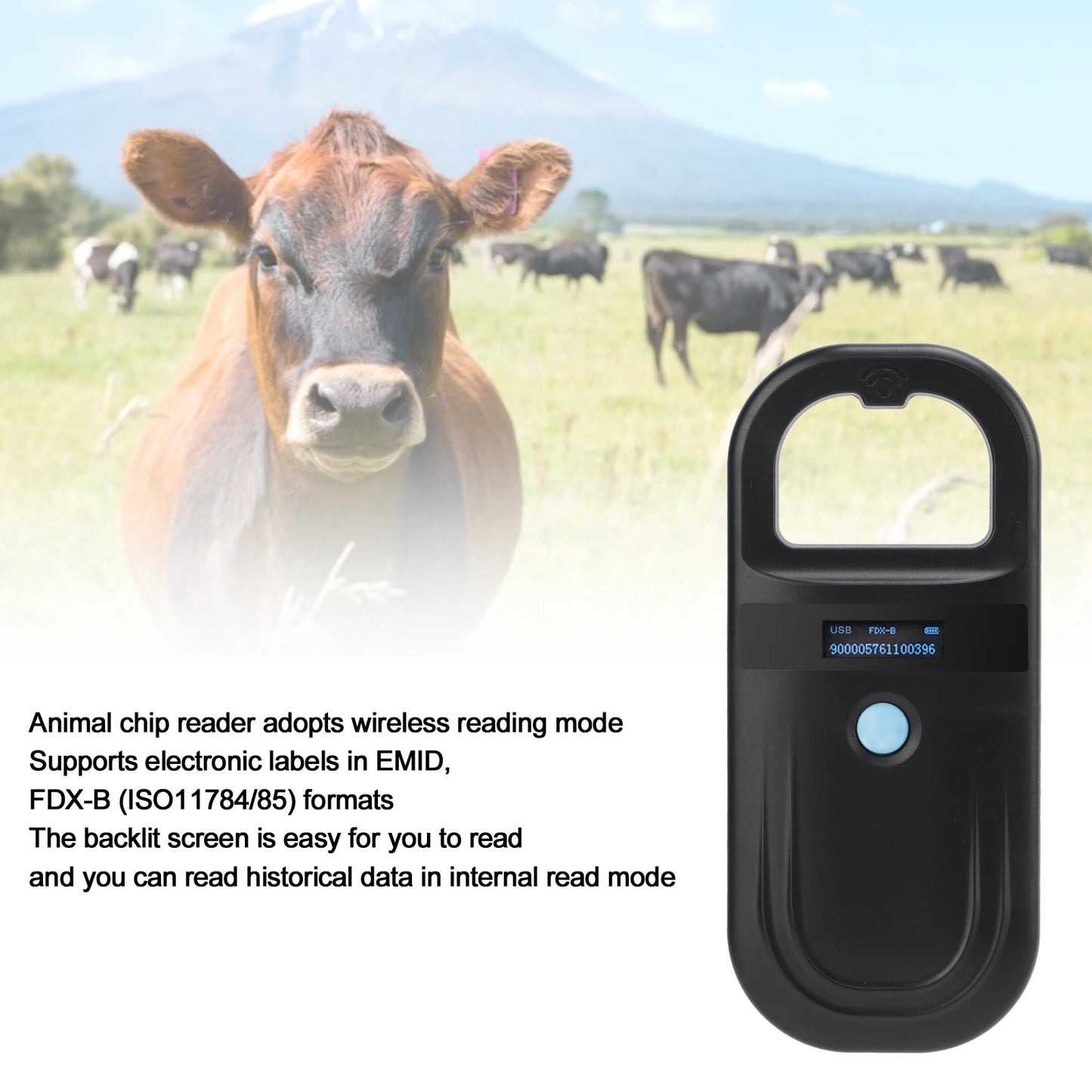 Pet Microchip Scanner 134.2KHz | Handheld RFID Reader Cats Dogs