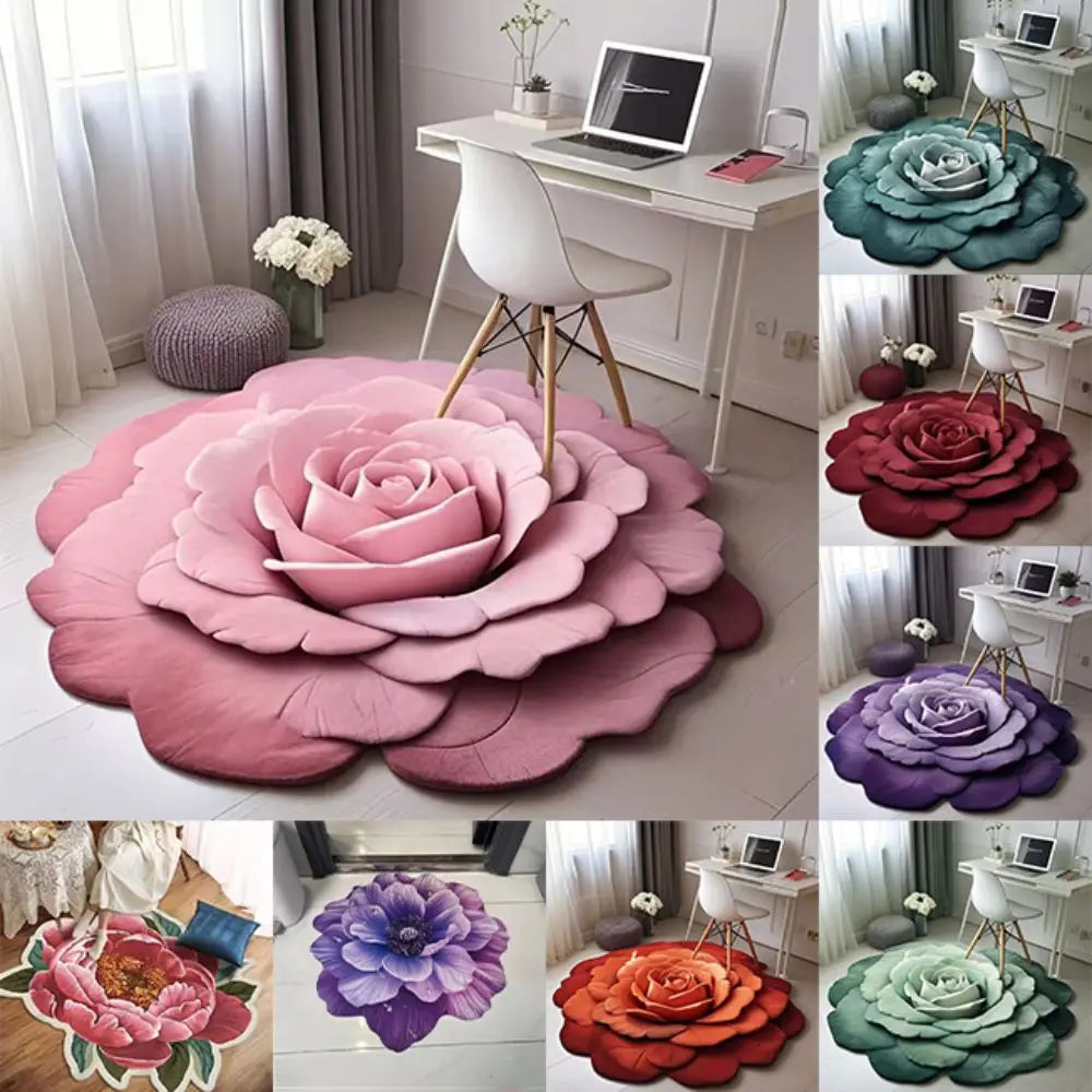 Baby Crawl Special-shaped Flower Carpet Sunflower Pastoral Peony Floor Mat Soft Non-slip Blanket Bedside Peaceful Pleasures Health and Wellness