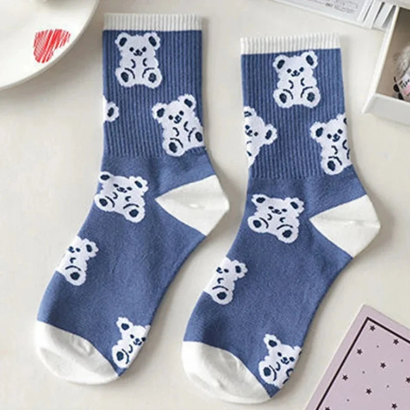 Women's Socks Warm Socks In Autumn and Winter Blue Socks Students High-top Striped Checkered Sports Stockings Peaceful Pleasures Health and Wellness 9 One size