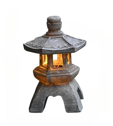 Solar Pagoda Garden Lamp | LED, Stone Veneer, Zen Décor