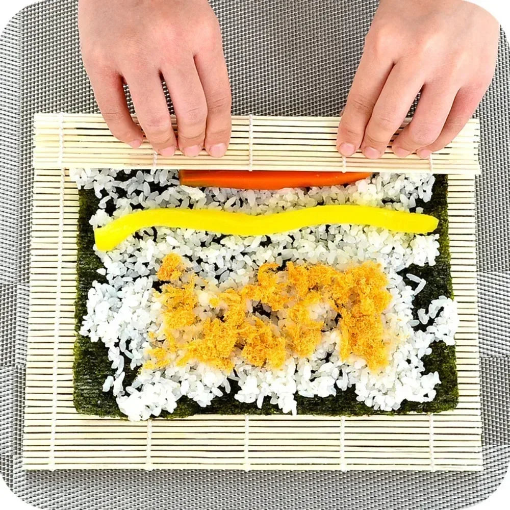 24X24cm/27X27cm/30X30cm homemade no-stick bamboo sushi mat Kitchen Sushi Roller Mat Heat Resistance Bamboo Roll Up Sushi Mat Peaceful Pleasures Health and Wellness
