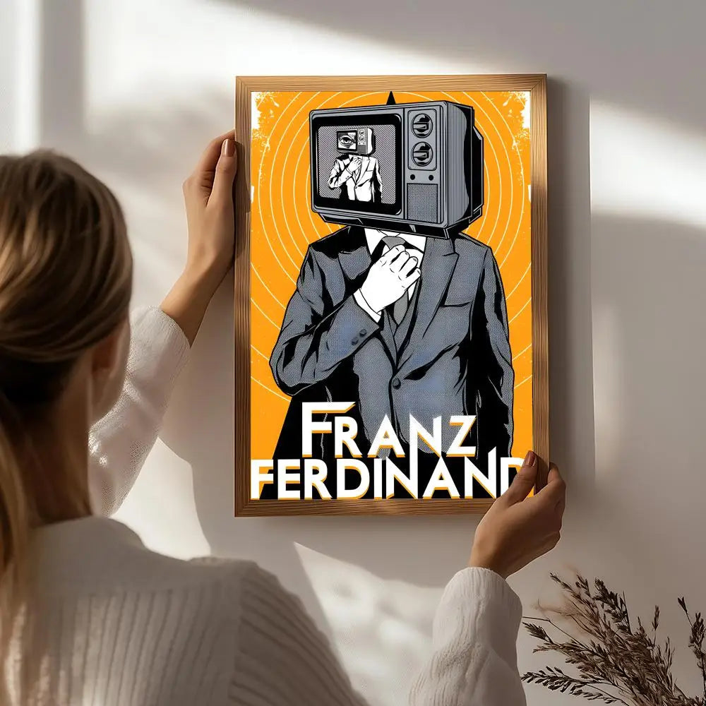 Band F-Franz Ferdinand Poster HD Self Adhesive Waterproof Wall Art Ideal for Home Office Dorm Bedroom Great Gift Peaceful Pleasures Health and Wellness White6 50X70cmNoframe