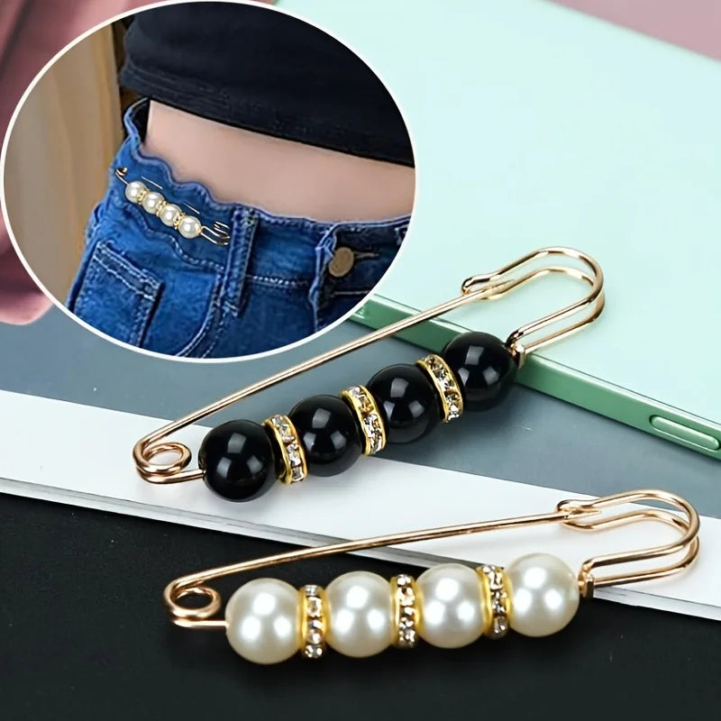 Beaded Waist-Cinching Brooch Pin | Waistband Adjuster