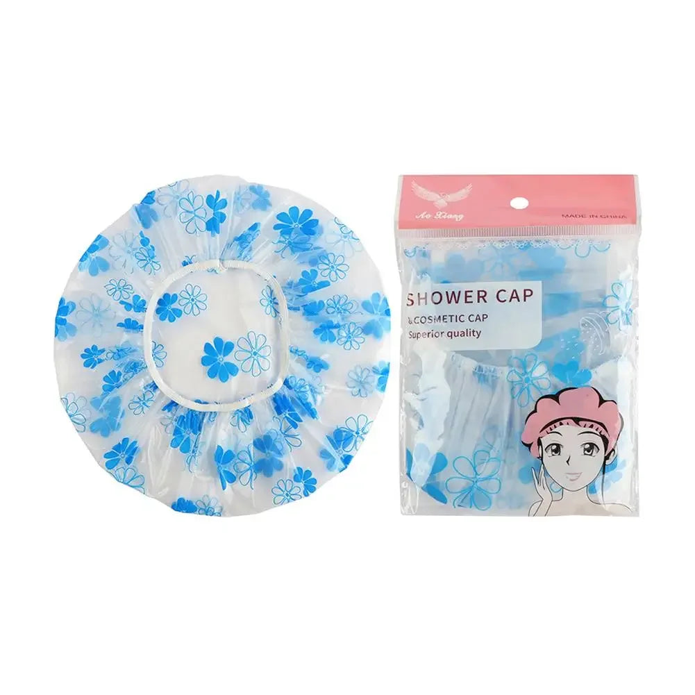 Waterproof Reusable Shower Cap for Women – Spa & Salon Bath & Spa Accessories Peaceful Pleasures Health and Wellness blue flower