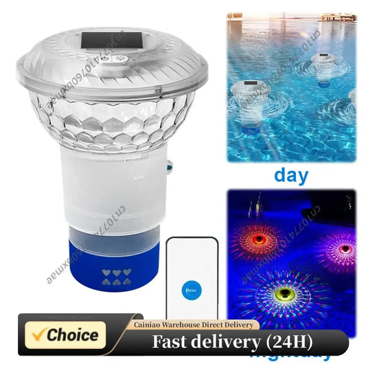Solar Powered Adjustable Pool Chlorine Dispenser with Colorful Lights Adjustable Release Chlorinator for Pool Spa Hot Tub Peaceful Pleasures Health and Wellness
