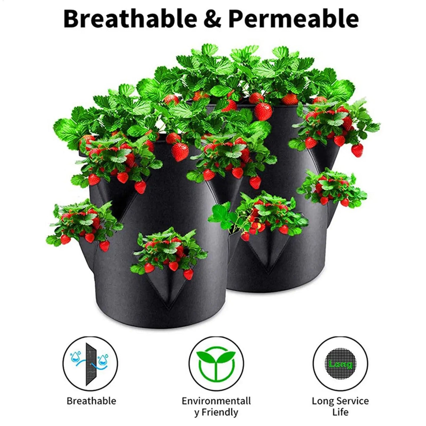 Strawberry Grow Bag | 7 Gallon Planting Bag with 6 Side Pockets