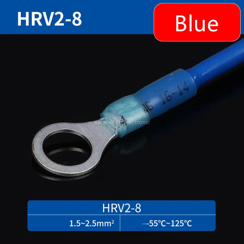 20PCS RV Circular Heat Shrink Waterproof End Male Female Plug Spring Quick Wiring Annular Pre Insulated Cold Pressed Terminal Peaceful Pleasures Health and Wellness RV2-M8 Blue