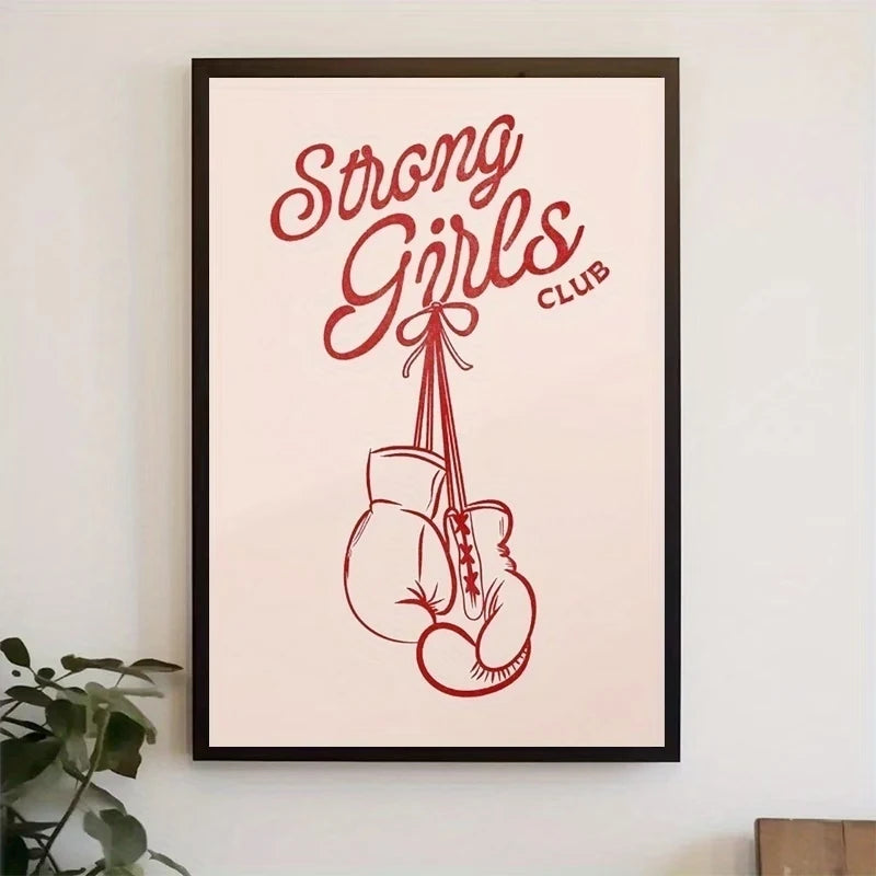 Pink Strong Girls Club Canvas Wall Art Print | Room Decor
