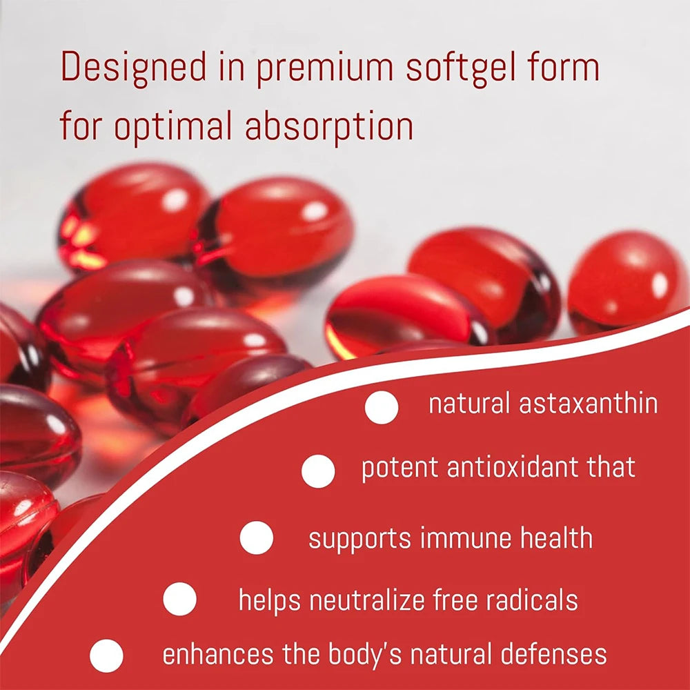 Astaxanthin 12mg - Supports Eye Health, Joint Health, Internal Circulation, Skin Health, Boosts Immunity, Improves Digestion Peaceful Pleasures Health and Wellness