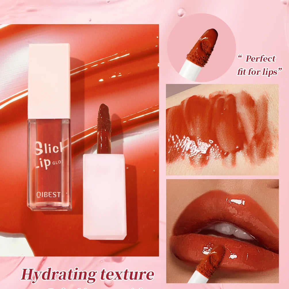 QIBEST Slick Lip Gloss Moisturizing Glass Water Gloss Sexy Plump Lip Makeup Mirror Lip Glaze Lasting Lipgloss Oil Tinted Pigment Peaceful Pleasures Health and Wellness