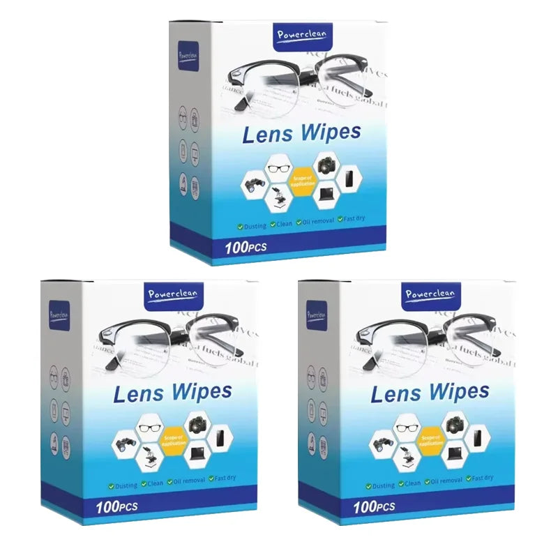 100-Pack Disposable Lens Wipes – Anti-Fog, Streak-Free Clean