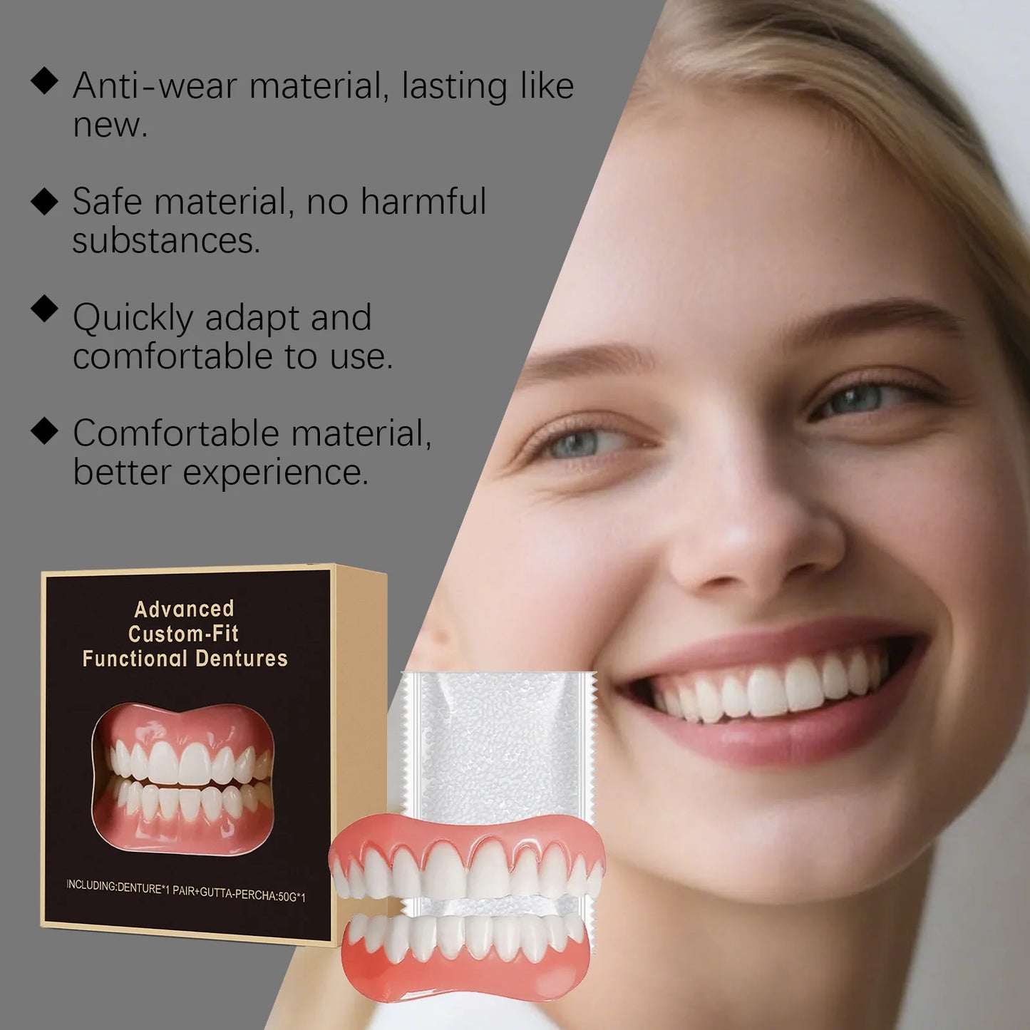 Temporary Silicone Denture Veneers Kit | Fake Teeth Whitening