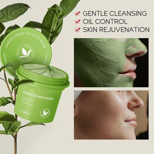 LAIKOU Green Tea Clay Mask 100g – Oil Control & Pore Minimizing Clay Face Mask Oasis Select