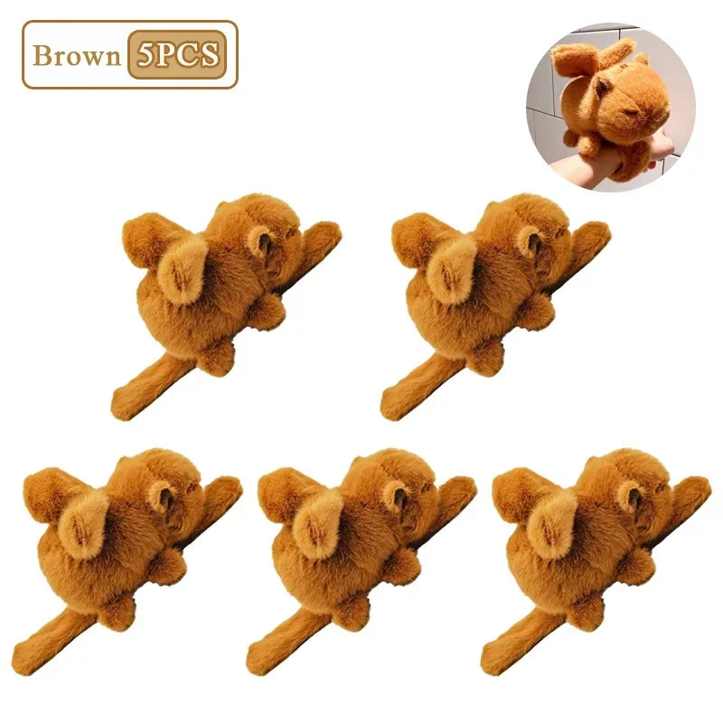 Capybara Plush Snap Ring Wristband | Fun Kids Slap Bracelet Gift