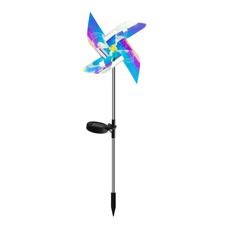Solar Powered Lamp Wind Powered Rotation Waterproof Outdoor Garden Decor Yard Lawn Backyard Landscape Sun LED Pinwheel Lights Peaceful Pleasures Health and Wellness 1 piece
