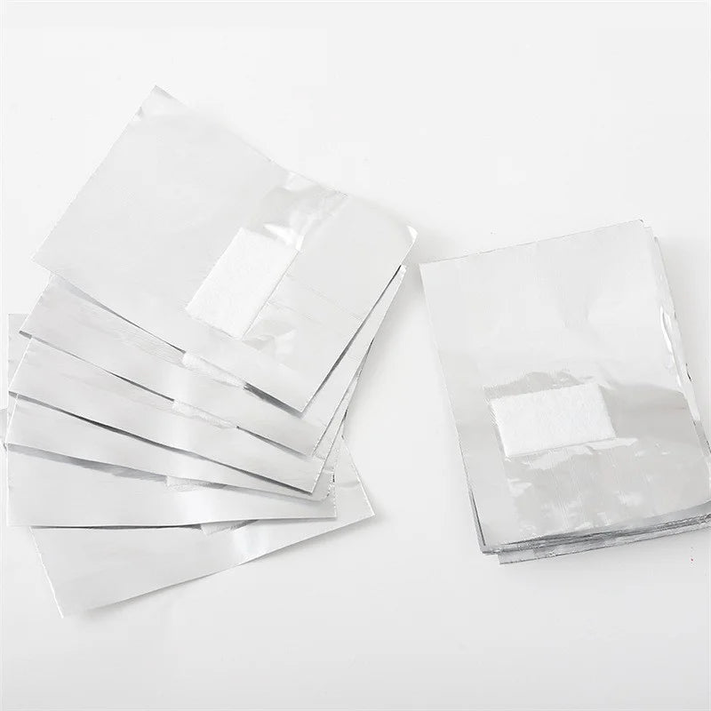 Aluminum Foil Nail Polish Remover Wraps with Cotton Pad 50/100pcs
