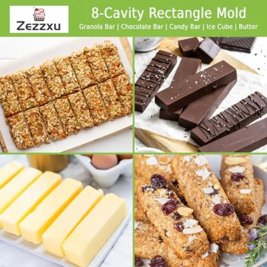8 Cavity Rectangle Silicone Molds for Baking Baking Tools Peaceful Pleasures Health and Wellness