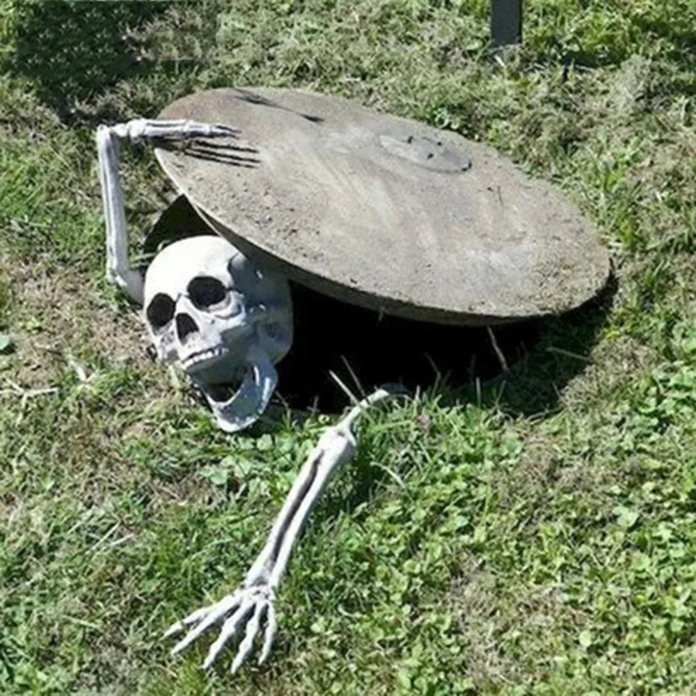 Halloween Skull Skeleton Head Realistic Human Hand Arms for Halloween Party Home Garden Lawn Decor Haunted House Horror Props Peaceful Pleasures Health and Wellness
