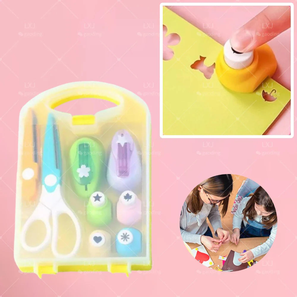 8-Piece Kids' Hole Punch Set – Scrapbooking & Craft Kit