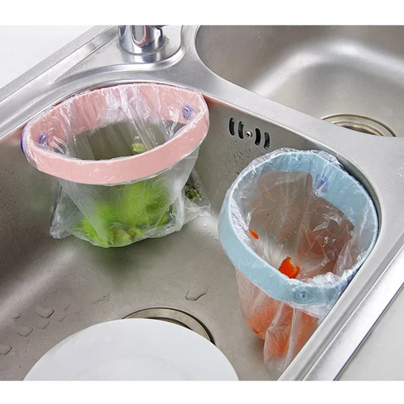 Portable Kitchen Sink Organizer Garbage Bag Holder Absorbent Storage