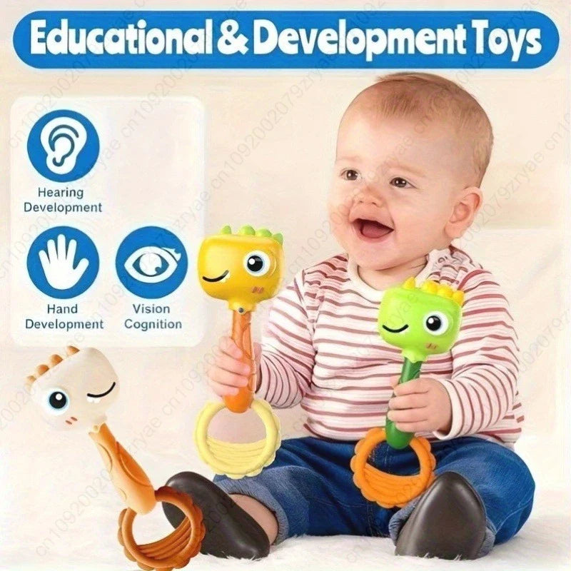 Baby Dinosaur Sensory Rattle – Non-Toxic Crinkle Sound Toy
