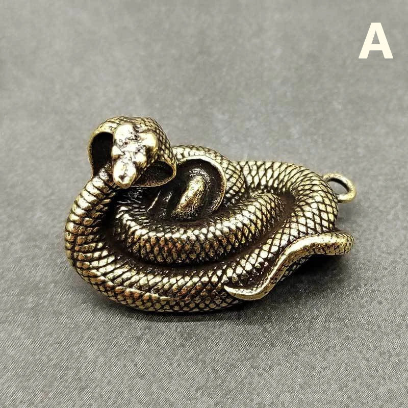 Copper Mini Snake Figurine | Antique Bronze Desktop Statue