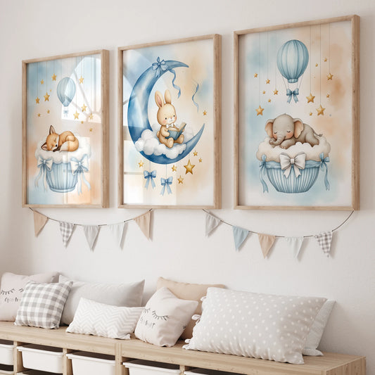 Watercolor Rabbit & Elephant Canvas Wall Art | Kids Room Decor Canvas Wall Art Peaceful Pleasures Health and Wellness