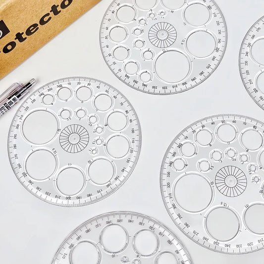 6-Piece Set of 360-Degree Full-Circle Protractors, Geometric Drawing Tool, Large Transparent Circle Protractor, Quick Circle Drawing Tool, Essential Tool for Study and Office Use Peaceful Pleasures Health and Wellness