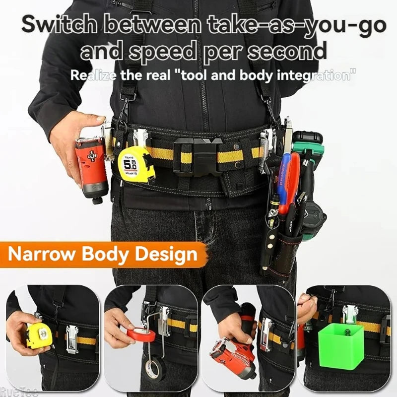 Quick-Release Tool Belt Buckle for Drills, Wrenches & Tape Measures