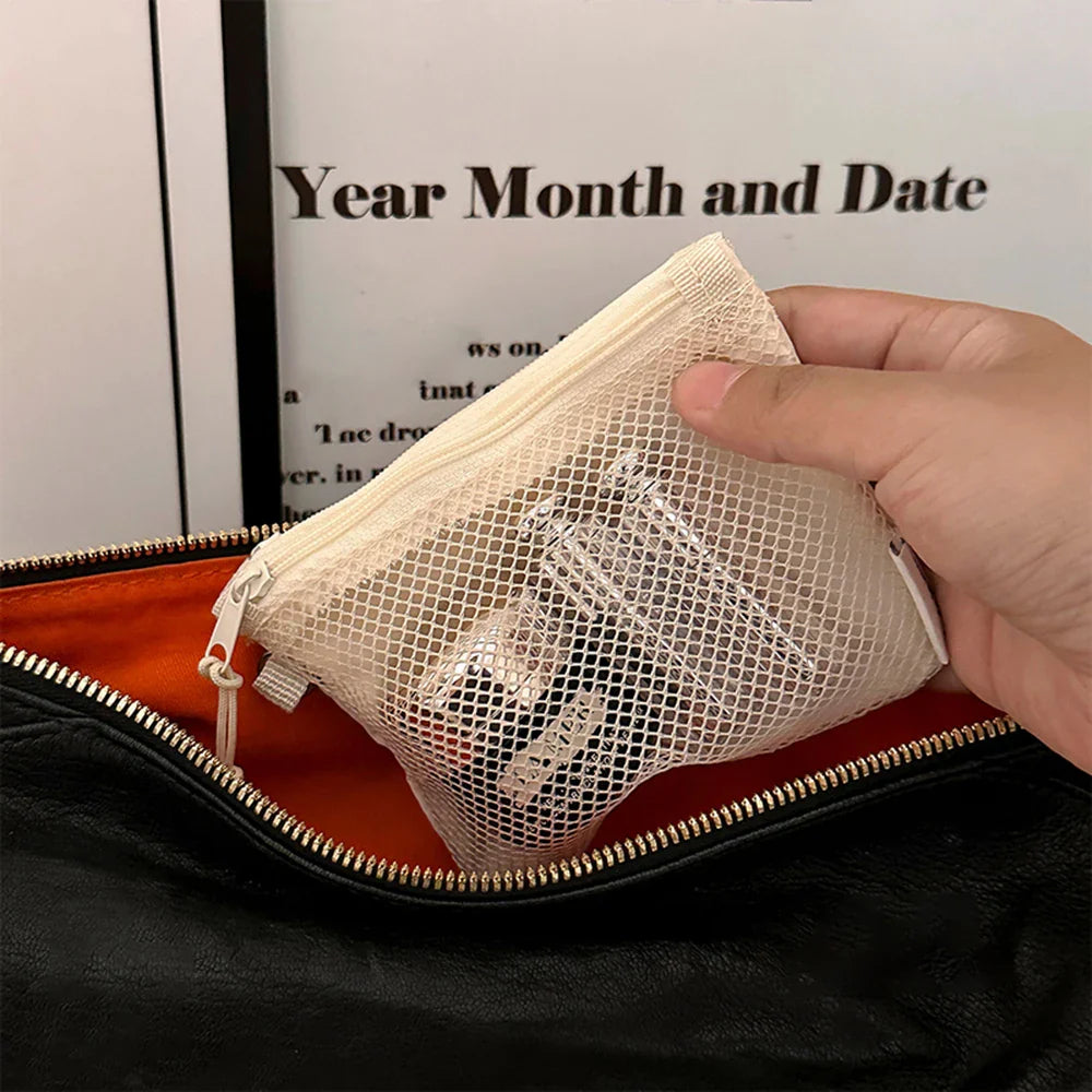 Grid Mesh Mini Double-Layer Pouch – Cables, Coins & Makeup