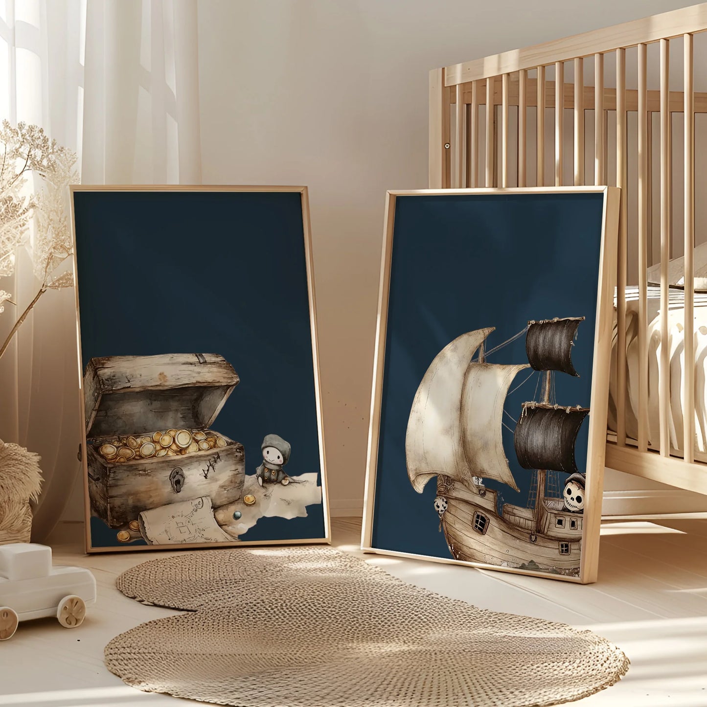 3-Piece Personalized Pirate Ship Canvas Wall Art | Kids Room Decor