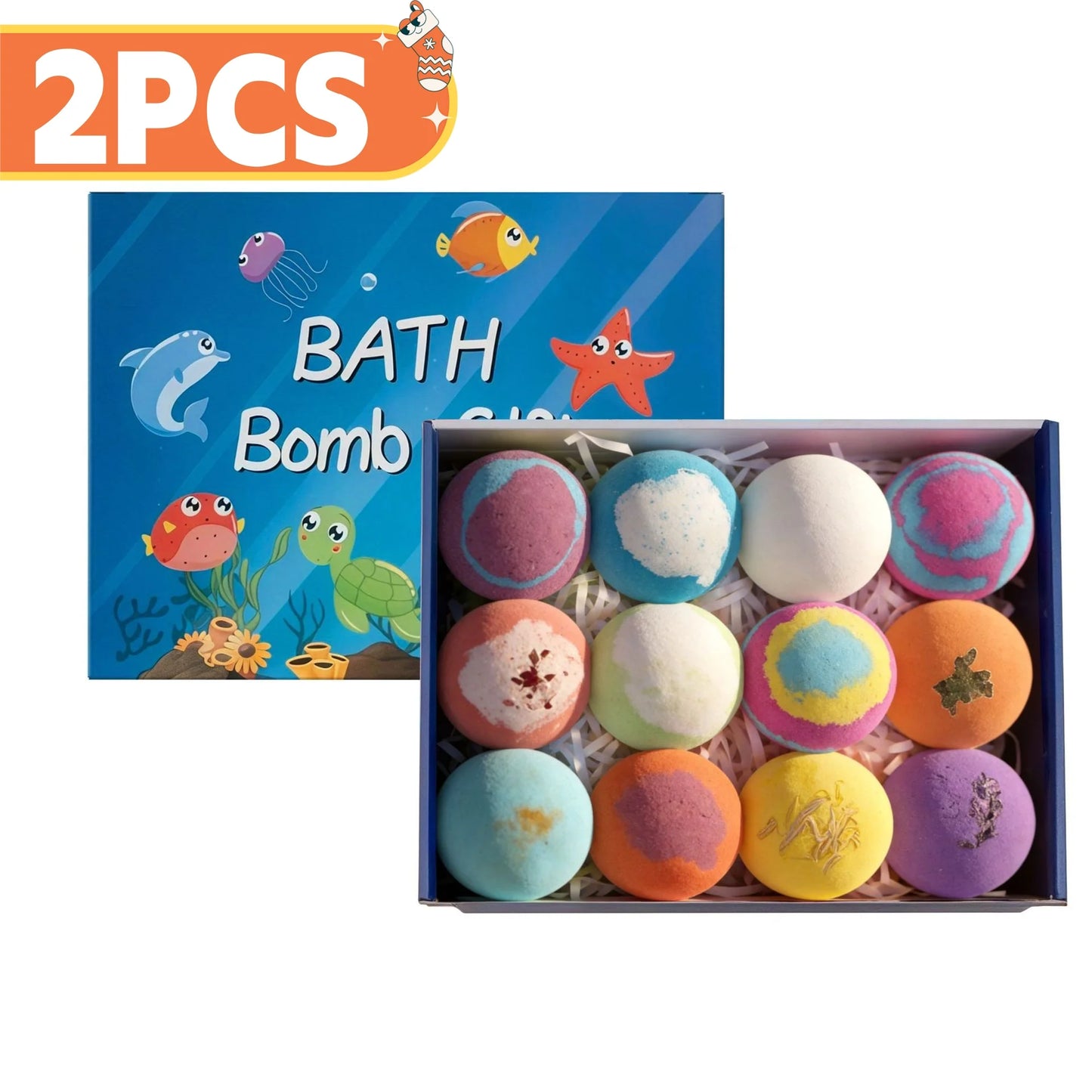 Natural Fizzy Bath Bombs Gift Set for Kids & Adults – 12 Pack