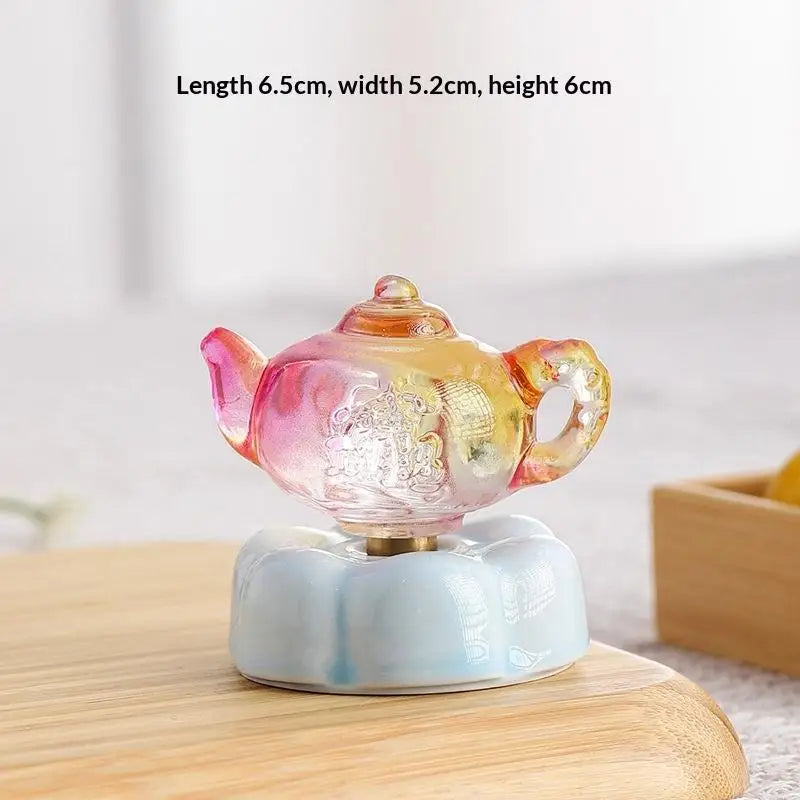 360° Rotating Crystal Teapot Ornament | Car & Desk Décor