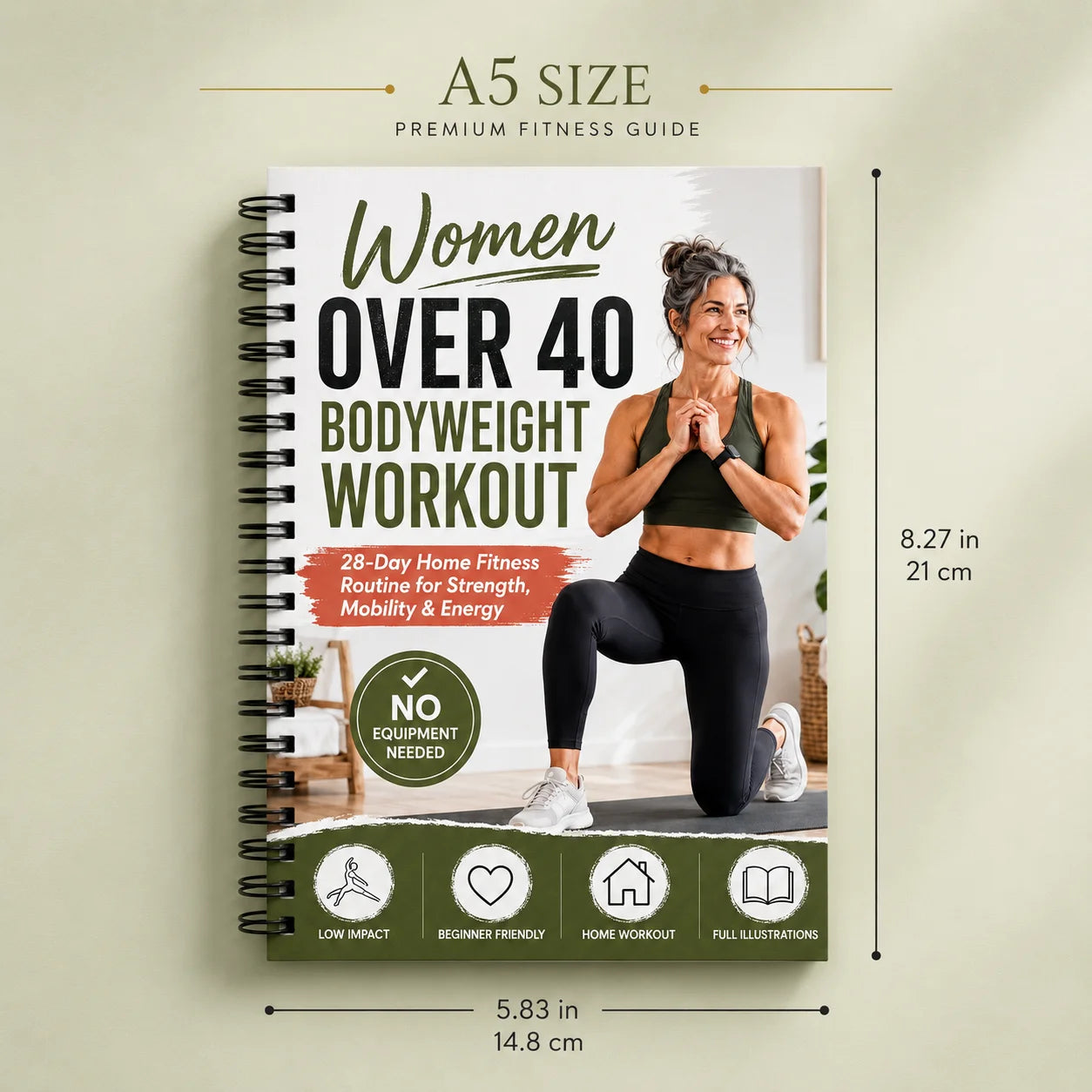 A5 Spiral Fitness Guide Women Over 40 Years Old 28 Day Home
