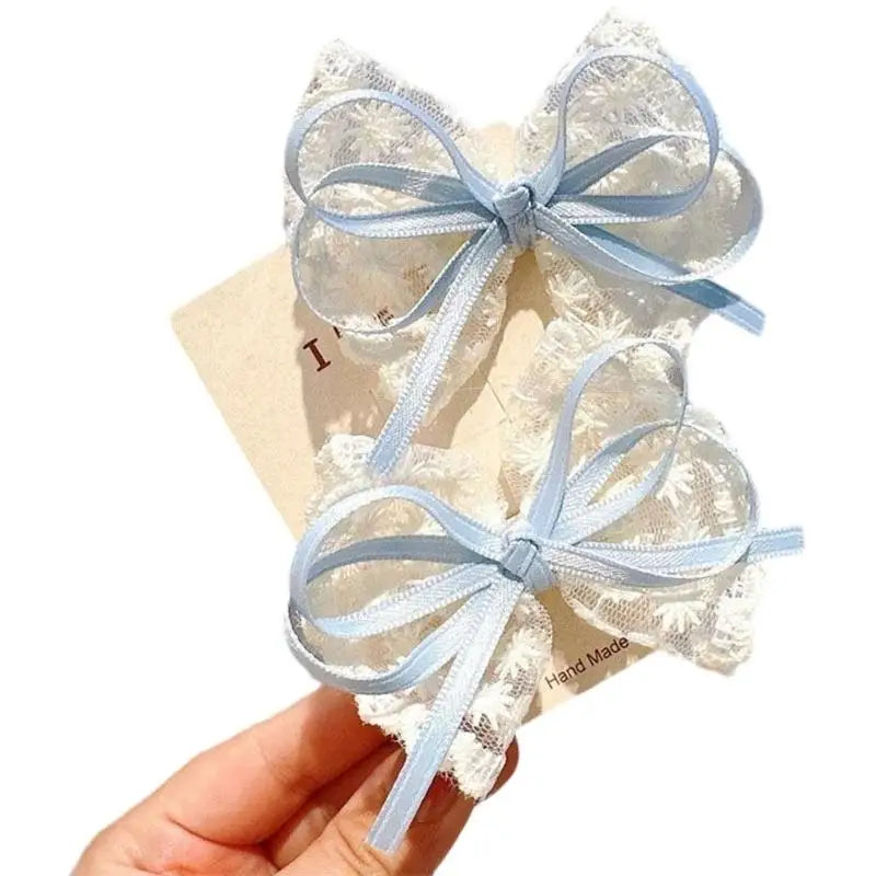 Lace Baby Hair Bows Hairpins – No-Slip Barrettes for Girls 2pc