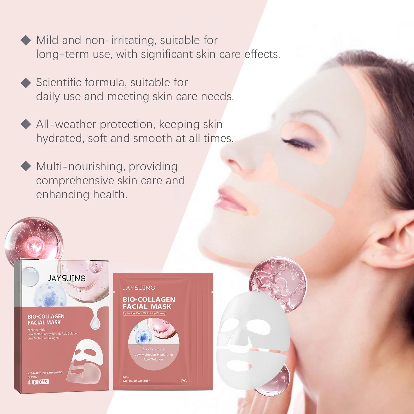 Bio Collagen Facial Mask – Hydrating & Pore-Minimizing 4 Pcs