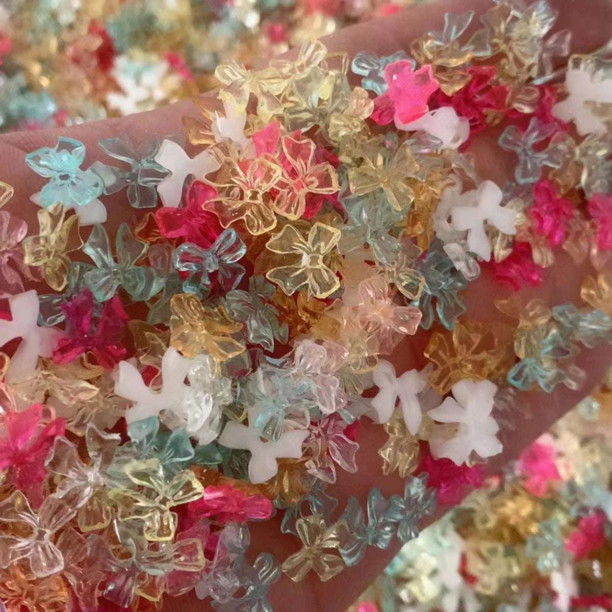 50g 3D Aurora Resin Nail Charms – Bows, Butterflies & Flowers