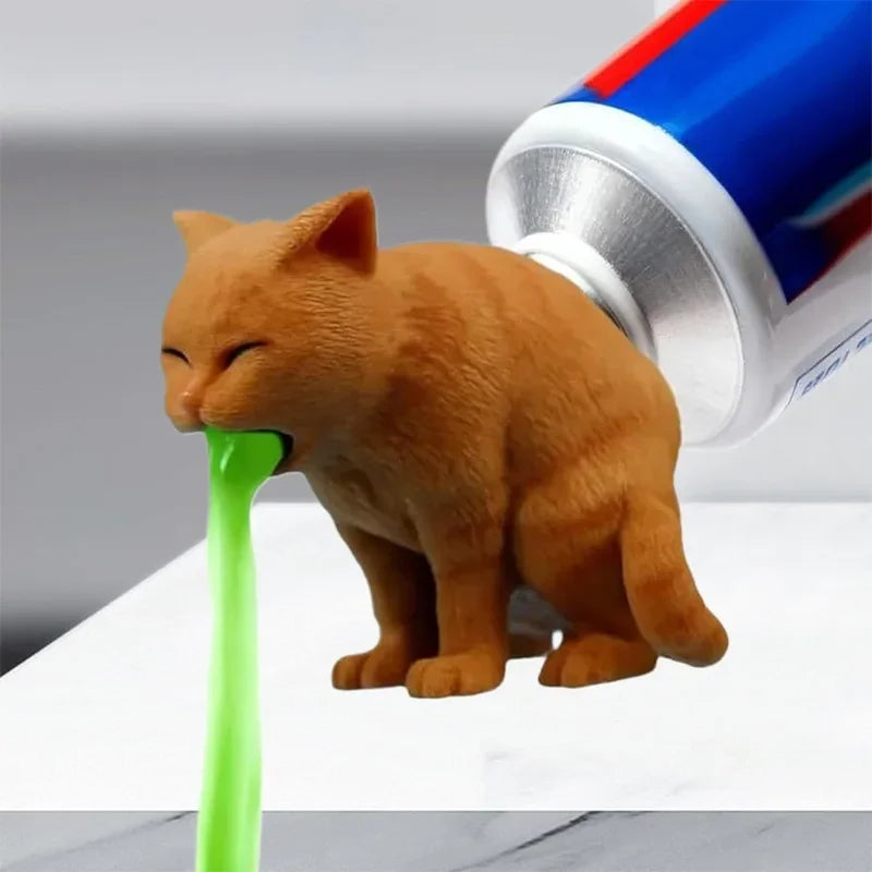 Creative Spoof Cat Vomited Toothpaste Head Funny Bathroom Toothpaste Dispenser Bathroom Accessories Peaceful Pleasures Health and Wellness