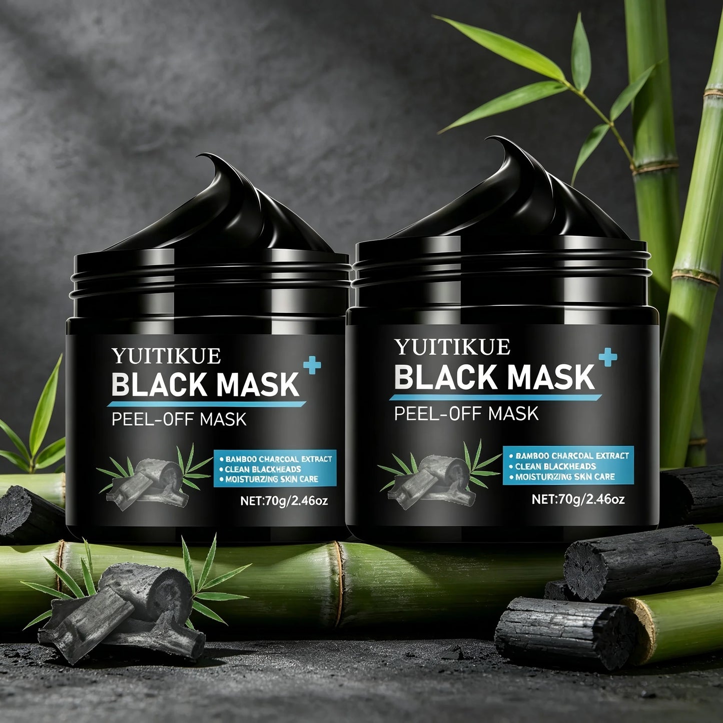 YUITIKUE Black Peel-Off Mask 70g with Bamboo Charcoal Extract for Blackhead Cleansing & Moisturizing Care Peaceful Pleasures Health and Wellness 2pc