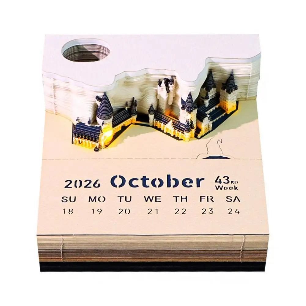 Hogwarts Magic Castle Calendar Notepad with Lights Peaceful Pleasures Health and Wellness A