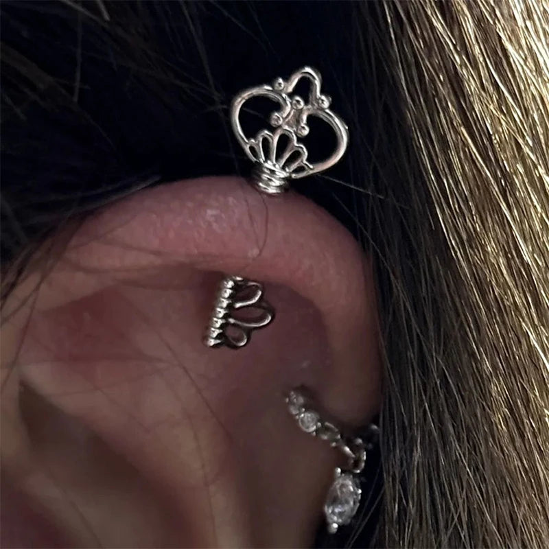 Helix Design Sense Niche Hollow Key Ear Bone Nail Titanium Steel Twist Screw Sleeping Non Removable Unique Ear Nail Accessories Peaceful Pleasures Health and Wellness