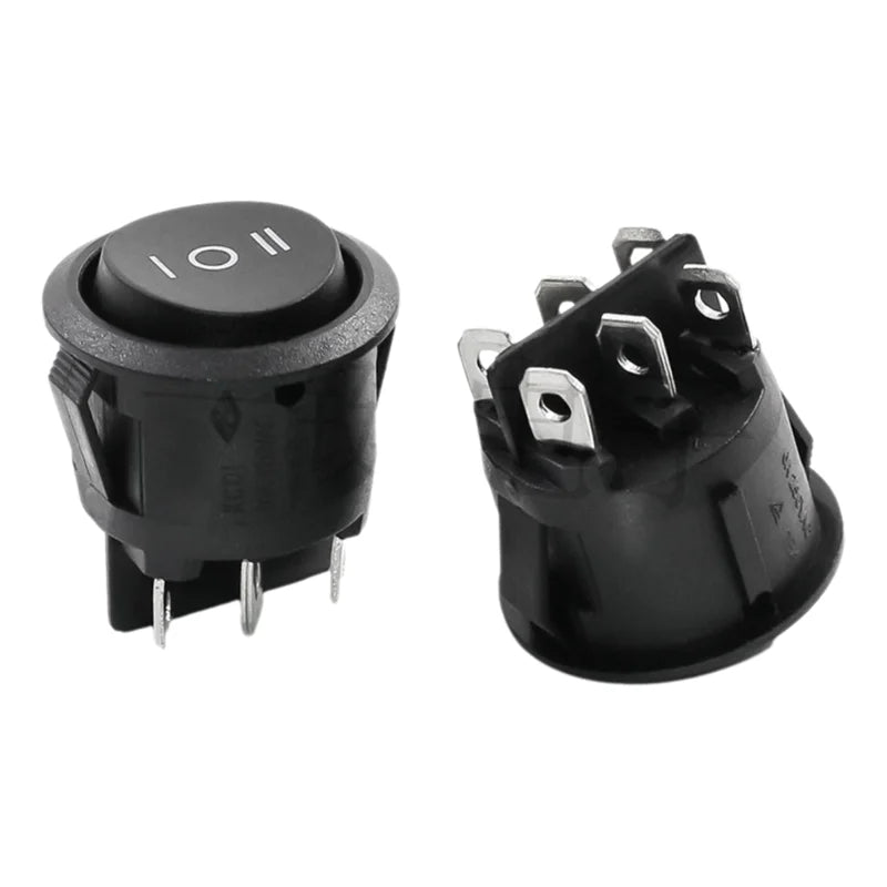 5PCS KCD1-206 23mm Round Rocker Switches 3 Position 6 PIN ON-OFF-ON Rocker Switch 10A 125VAC Peaceful Pleasures Health and Wellness