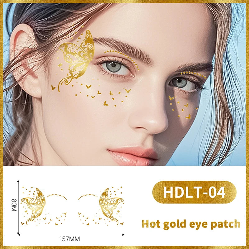 Butterfly Glitter Stickers Face Tattoo Flash Gold Temporary Metalic Tattoos Waterproof Makeup Decals For Girls Party Festival Peaceful Pleasures Health and Wellness 4