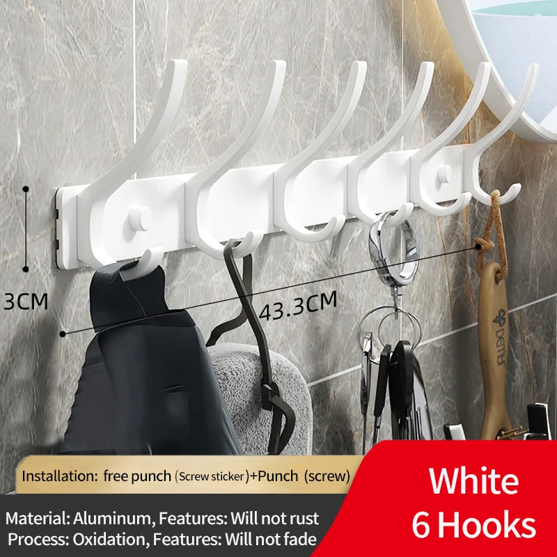 Folding Aluminum Robe & Towel Wall Hooks | 6-Pack Black White
