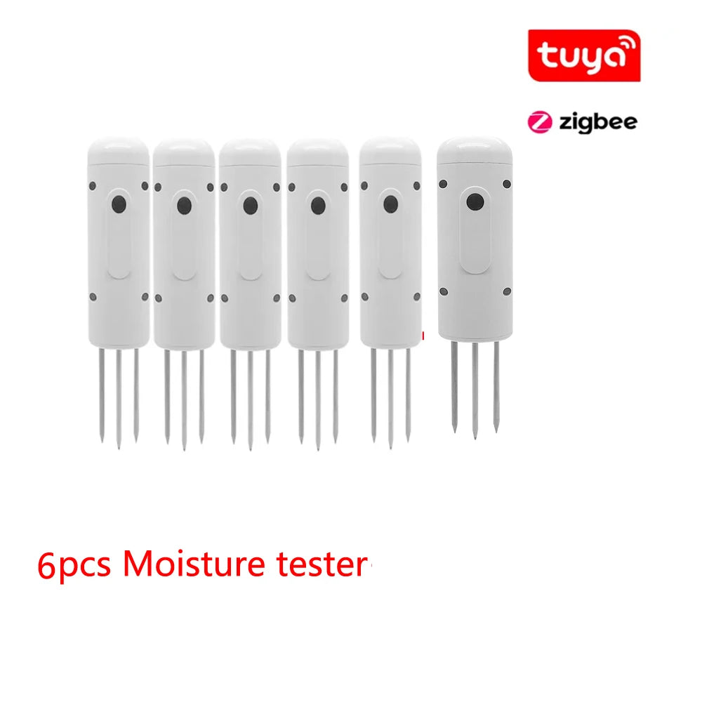 Tuya Zigbee Wireless Soil Intelligent Temperature Humidity Tester Mobilephone APP Real Time IP67 for Garden Farmland Planting Peaceful Pleasures Health and Wellness 6pcs Moisture Meter